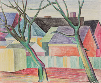 Inherent Abstract Forms of Buildings by Ernest Caven Atkins sold for $1,625