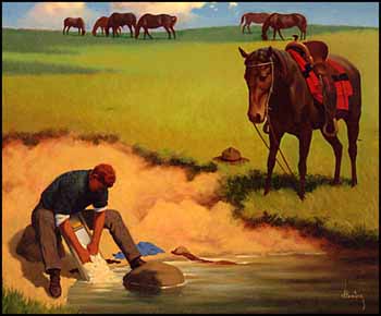 Mountie Washing his Clothes by Arthur Henry Howard Heming sold for $4,025