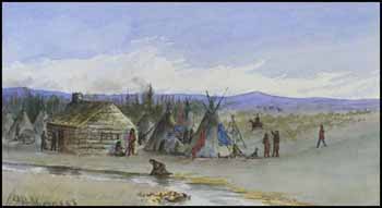 British Outpost and Indian Tepee Encampment by Carl Henry Von Ahrens vendu pour $863