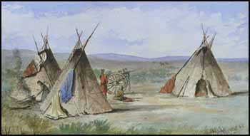 Indian Encampment on the Plains by Carl Henry Von Ahrens sold for $748
