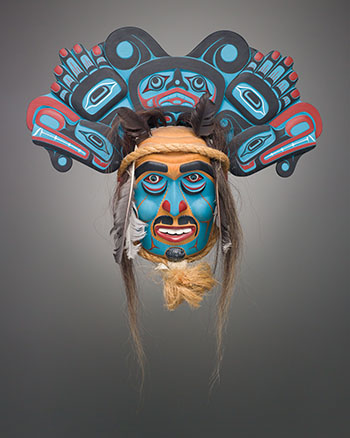 Maamtagila Portrait Chief Mask Wearing Sisuitl Headdress by Ned Matilpi sold for $2,500
