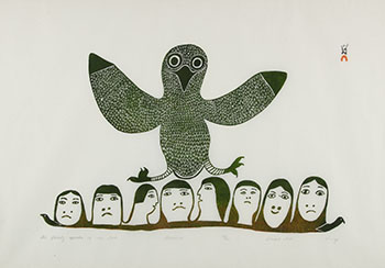 The Family Speaks of the Owl by Lucy Qinnuayuak vendu pour $500