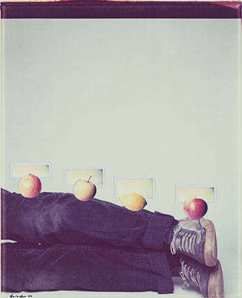 Still life - legs, 3 plastic fruits and 1 real fruit by Iain Baxter sold for $4,688