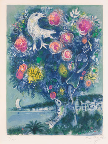 Angel Bay with Bouquet of Roses by Marc Chagall vendu pour $20,060