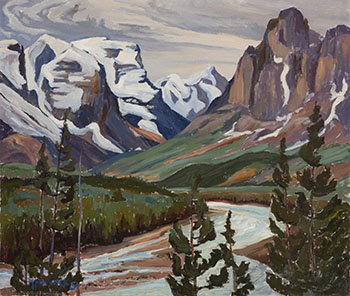 Athabasca River in Rockies Near Sunwapta by Dr. Maurice Hall Haycock vendu pour $5,938