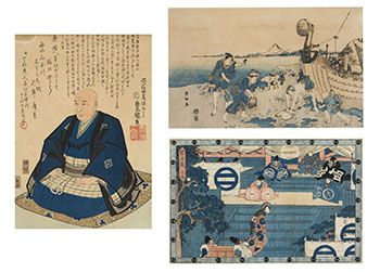 Three Woodblock Prints by  Japanese School vendu pour $1,250