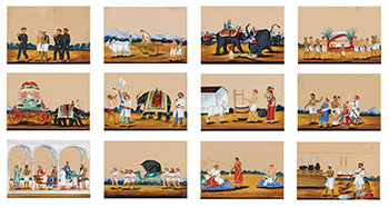 Twelve Indian Company School Mica Paintings, 19th Century by Indian Art sold for $313