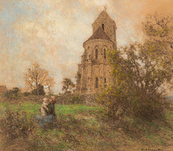 Église de Mézy by Léon Augustin Lhermitte sold for $10,000