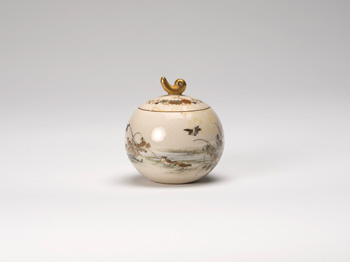 A Small Japanese Satsuma Ovoid Jar and Cover, Meiji Period, Circa 1900 by Yabu Meizan sold for $1,375
