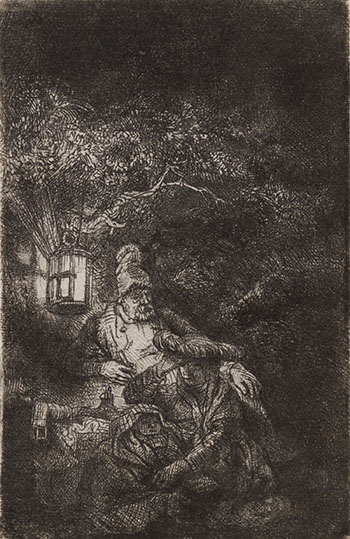 The Rest on the Flight into Egypt: A Night Piece (B., Holl. 57; H. 208; BB 44-2) by Rembrandt Harmenszoon van Rijn sold for $7,500