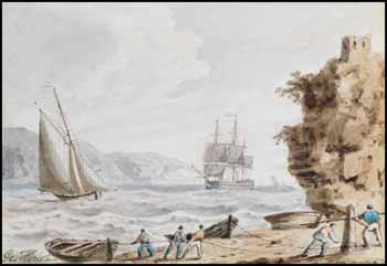 Hauling Boats up on the Beach by George Heriot sold for $1,814