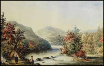 Two Indians on a Riverbank and Two in a Canoe by Alfred Worsley Holdstock sold for $1,989
