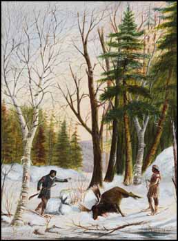 Two Hunters with a Caribou by Thomas A. Gregor vendu pour $1,872