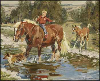 Fording the Stream by Robert Elmer Lougheed sold for $3,125
