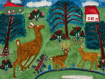 Deer in a Landscape by Everett Lewis vendu pour $1,500