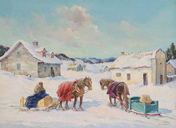 A Quebec Village: Baie St. Paul by Paul Archibald Octave Caron vendu pour $4,375