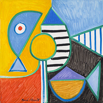 Abstract with Fish by René Marcil vendu pour $3,750