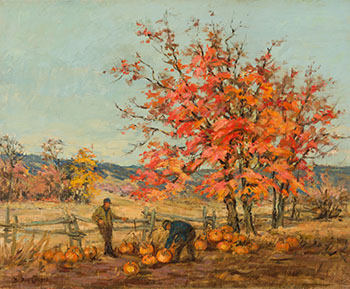 Gathering Pumpkins by Berthe Des Clayes vendu pour $5,625