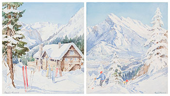 Skiing Scenes by Edward Goodall vendu pour $2,000