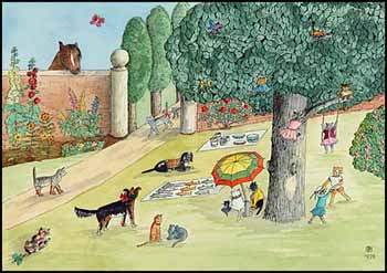 The Cat's Garden Party by Elisabeth Margaret Hopkins sold for $403