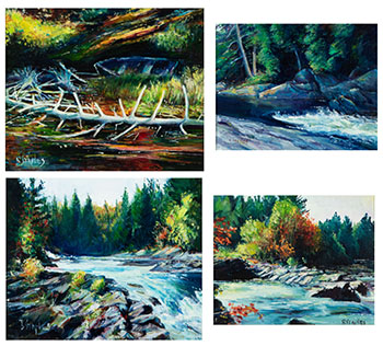 Four Landscape Paintings (#67, #822, #229, #439) by B. Staples sold for $375