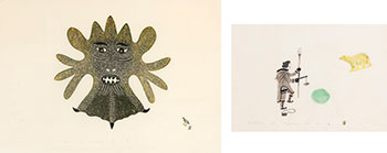 Two works: Mask (00410), Wanting Fish (00417) by Solomon Karpik sold for $219