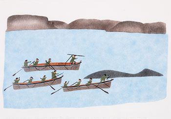 Whale Hunting near Nassaujak (00432) by Jeetaloo Akulukjuk sold for $625