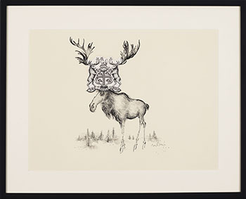Moose with Coat of Arms (#216) by Ronald Searle sold for $5,938