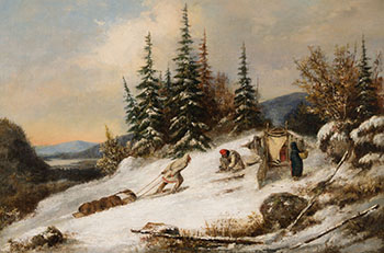 Indian Family Camping in Winter par Cornelius David Krieghoff