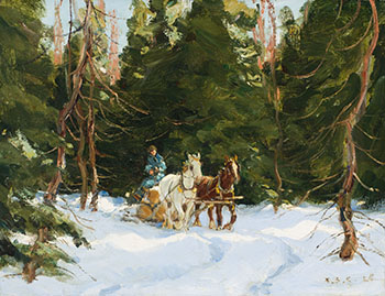 Drawing Logs (Winter in Quebec) by Frederick Simpson Coburn