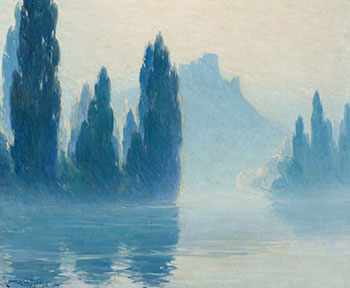 Early Morning Mist, Château Gaillard Les Andelys on the Seine by Clarence Alphonse Gagnon