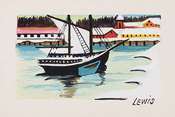 Winter Harbour Scene by Maud Lewis