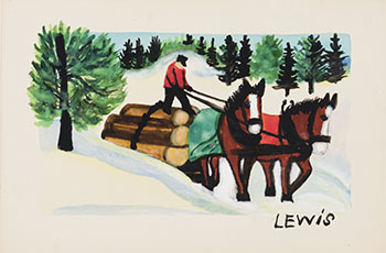 Horses Hauling Logs by Maud Lewis