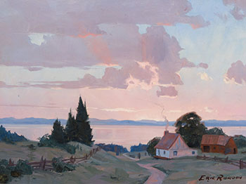 Lower St. Lawrence Sunset / Mountains and Lake (verso) by John Eric Benson Riordon