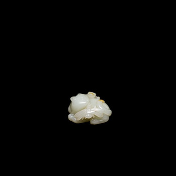 A Chinese White Jade ‘Cats and Dragonfly’ Group, 18th/19th Century by  Chinese Art