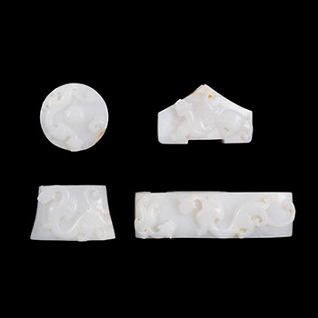 Chinese White Jade Carved Four-Piece Sword Set, 20th Century by  Chinese Art