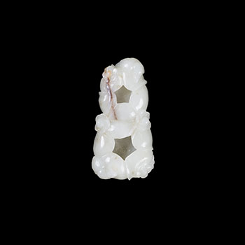 A Chinese White Jade Carved ‘Plum Blossom’ Double Brushwasher, 20th Century by  Chinese Art