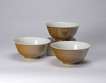 A Set of Three Chinese Café-au-lait Glazed Bowls, Guangxu Mark and Period by  Chinese Art