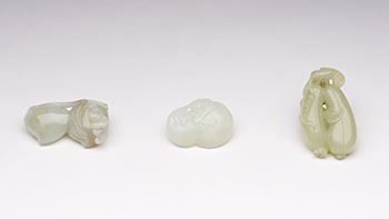 Three Chinese Pale Celadon Jade Fruit Carvings, 20th Century by  Chinese Art