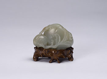 A Chinese Pale Celadon Jade Peach Paperweight, 19th Century by  Chinese Art