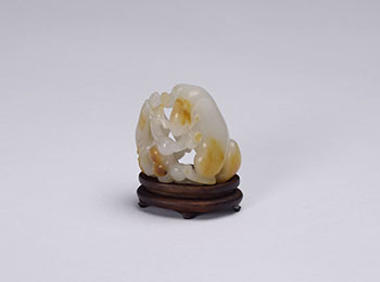 Chinese Mottled White Jade Squirrel and Grape Group, 18th/19th Century by  Chinese Art