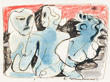 Three Nude Figures by Fritz Brandtner
