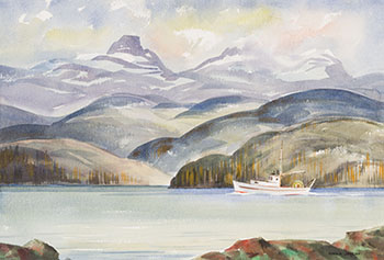 Landscape with Mountains and Boat par Ronald Threlkeld Jackson