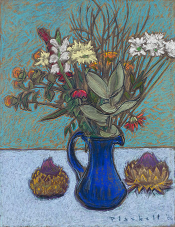 Flowers With Two Artichokes #2 by Joseph Francis (Joe) Plaskett