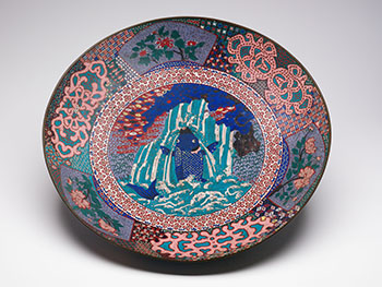 A Large Japanese Cloisonné Enamel Presentation Bowl by Attributed to Kaji Tsunekichi