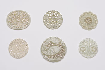 Six Chinese Pale Celadon Jade Disk Pendants, Qing Dynasty by  Chinese Art