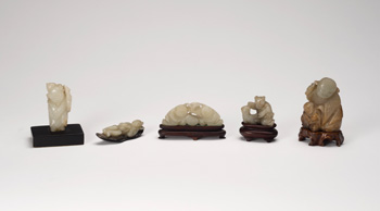Five Chinese Jade Figural Carvings by  Chinese Art