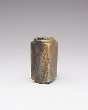 A Mottled Green and Brown Jade Cong Form Vase, Probably Ming Dynasty by  Chinese Art
