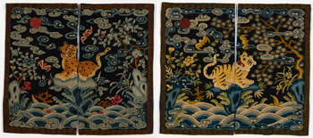 Two Chinese Military Rank Badges of Leopard and Tiger, Late Qing Dynasty par  Chinese Art