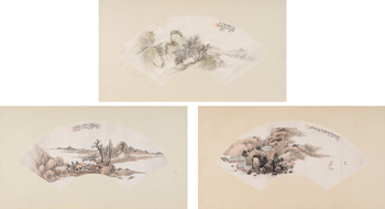 Three Chinese Fan Paintings of Landscapes par  Chinese Art